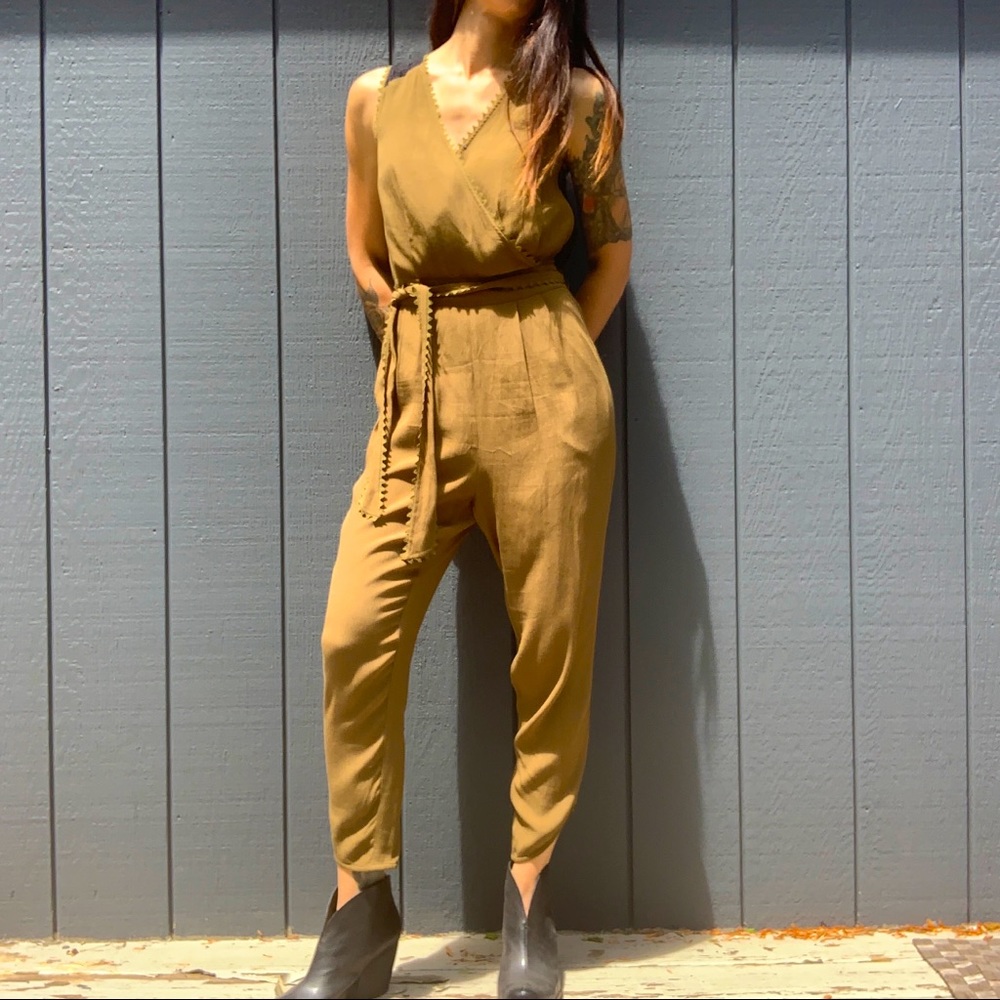 Anthropologie Leifsdottir tie waist jumpsuit Sz 4